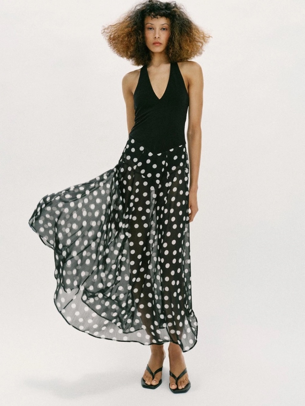 Zara Black and White Polka Dot combination Dress